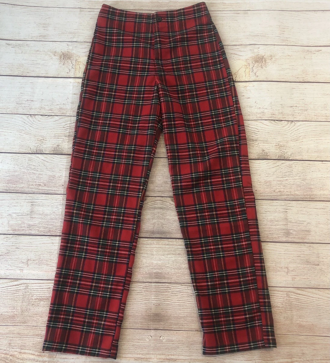brandy melville John Galt red blue green plaid high rise kim pants