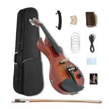Solid Wood 5 Strings Electric Violin Guitar Shape Ebony Fittings Case Bow