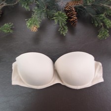 Victoria's Secret Bra 34C Natural Strapless Padded Underwire Clasp Back