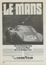 1965 Goodyear Tires North American Racing Team Ferrari Le Mans VINTAGE PRINT AD