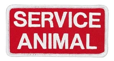 SERVICE ANIMAL (L23) White/Red Sew-on Embroidered Patch 4" X 2" FREE SHIP 15670 