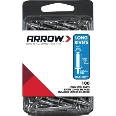 (20)-Arrow 1/8 In. x 1/2 In. strong Steel Rivet (100-Count) Model: RLS1/8IP