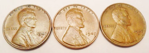 1947 P D S Lincoln Wheat Cent / Penny Set  AVE CIRCULATED  **FREE SHIPPING**