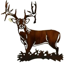 Lazart Buck Solo Deer 24 inch Metal Laser Cut Hanging Wall Art Rustic Lodge