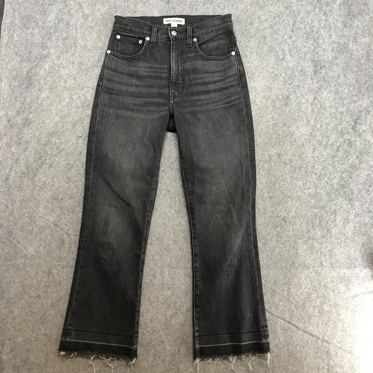 Rivet & Thread Jeans Womens Sz 25 Black Cut Off Boot Leg