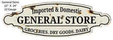 General Store Grocery Goods Cut Out Country Metal Sign 8x24