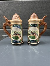ancien poivrier/salière vintage céramique forme chope de bière 11 Cm -barbotine