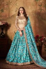 Sky Blue and Beige Fancy Vibrant Lehenga Choli For Women In Wedding Occasion wit