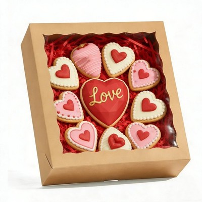 20 PCS 10x10x2.5 Inch Brown Pie Bakery Box With Window Pastry Cookie Treat