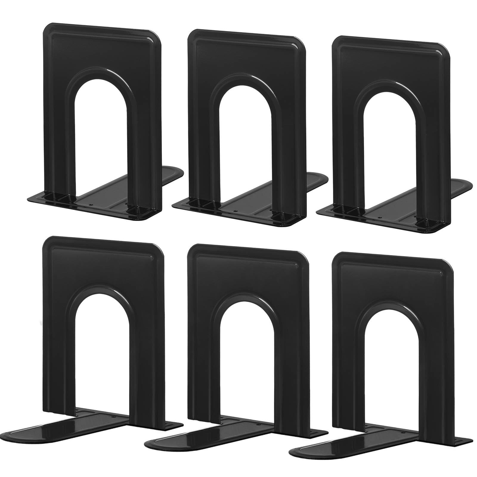 HappyHapi 3 Pairs Book Ends, Heavy Duty Bookends for size 7 - 3 pair, Black