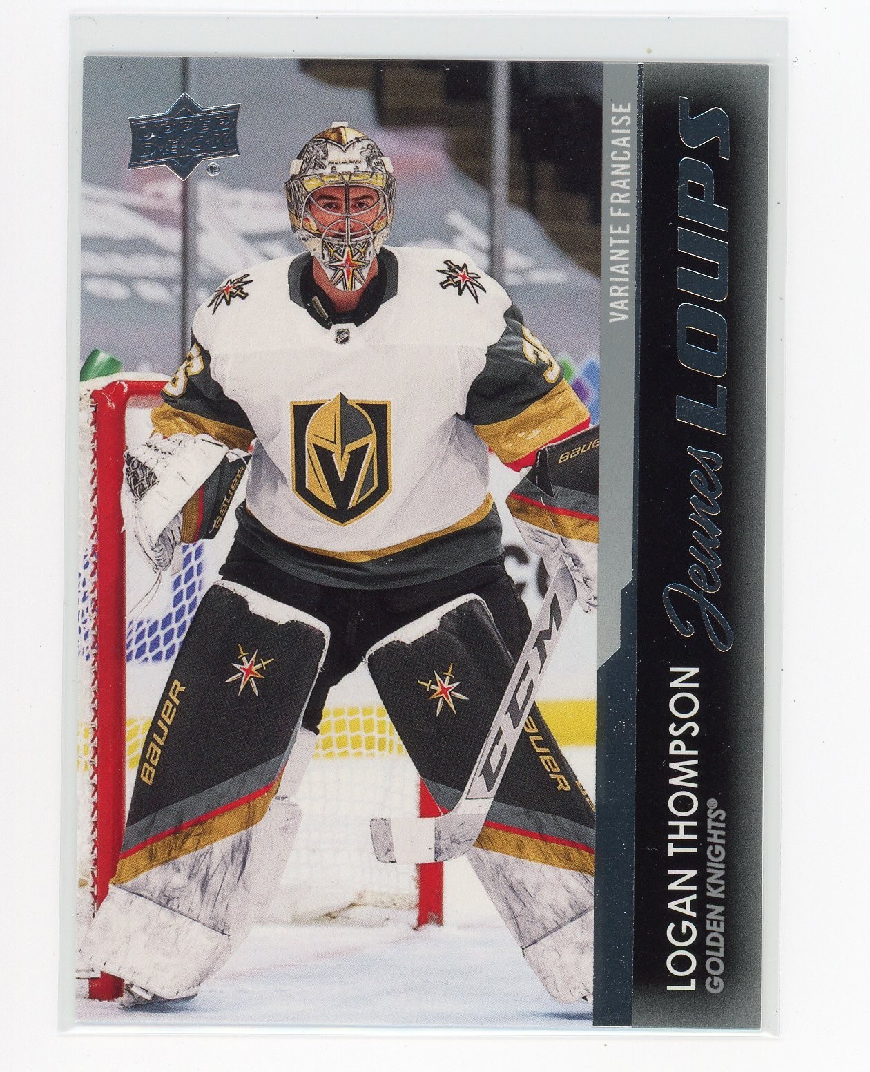 2021-22 UPPER DECK #219 YOUNG GUNS FRENCH SP ROOKIE LOGAN THOMPSON RC