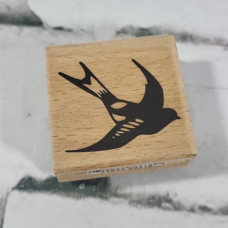 Lote de 3 estampillas de goma de pájaros pinzón paloma pluma 2" montado en madera arte Hampton Foto 2 de 4