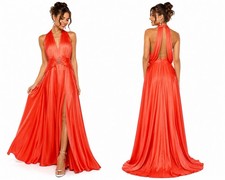 BETSEY ADAM full length orange dress satin 12 prom party special occasion gown