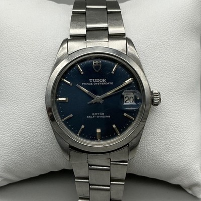 Vintage Tudor Prince Oysterdate Mens Watch 33mm Blue Dial Oyster Automatic 7.5''