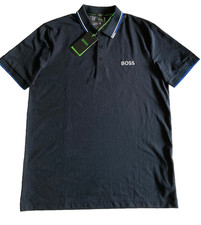 NWT Hugo Boss PADDY PRO S.Cafe Polo Shirt Regular Fit Stretch Men Sz L Dark Navy