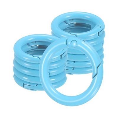 12-Pack Metal Spring O Rings, 5/8'' Zinc Alloy Keyring Buckle [Light Blue]
