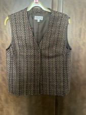Eastex Women's Vintage Waistcoat 12 Brown Mix Wool Lined