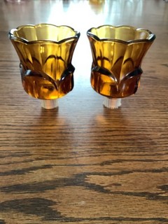 2 portacandele coppa votiva HOMCO 1197 BD LOTUS ambra tulipano PEG con occhielli