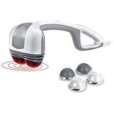 Heated Percussion Back Massager Dual Head Handheld 4 Speed White Body