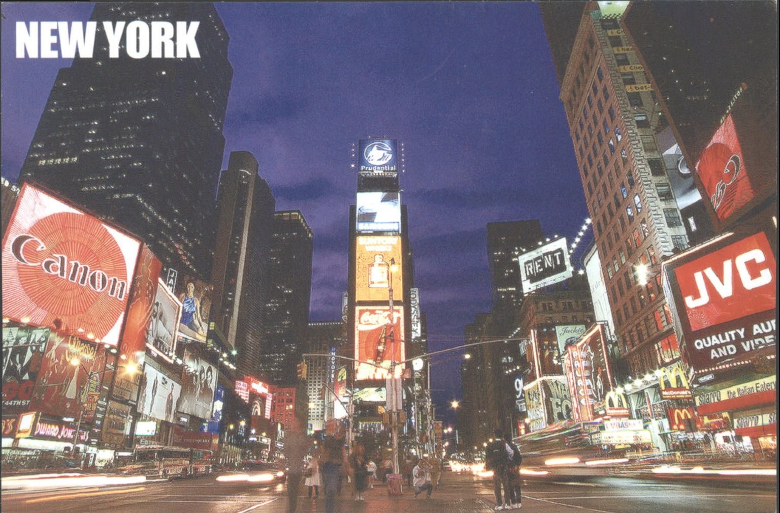 Vintage New York Times Square Postcard K1013 KIAT USA Cityscape Night Scene