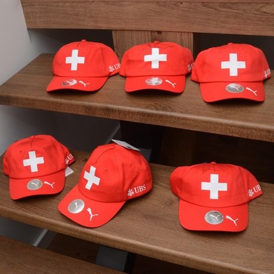Puma X Swiss National Football Team Snapback Hat Cap Soccer Red UBS Switzerland 