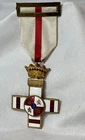 WW2 Spanish Cross Of Military Merit Pin Red Stripe Enamel Guilloche Distinction