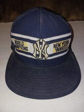 Vtg New York Yankees Hat Large Mesh Snapback Trucker Cap, Adjustable, Blue