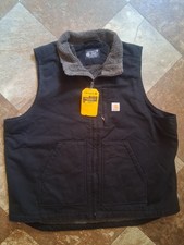 NWT BLACK Carhartt XL MENS Sherpa Lined Vest Loose Fit Full Zip HERITAGE OUTDOOR
