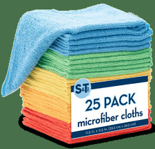 25 Pack Microfiber Cleaning Cloths, Bulk Towels for Home, Cars, Cleaning, Assort
