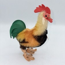 VINTAGE 1960'S Steiff Rooster 7 Mohair W/ Felt Feet , has Button Tags Vibrant