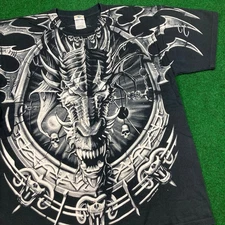 Vintage Liquid Blue Shirt Mens L Black White 2001 Universal Studios AOP Y2K Tee