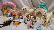 Fisher Price Loving Family Stable, Horse, Saddle Lot - AS IS
