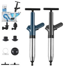 High Pressure Air Drain Blaster Toilet Plunger Unblocker Stainless Steel Tool UK