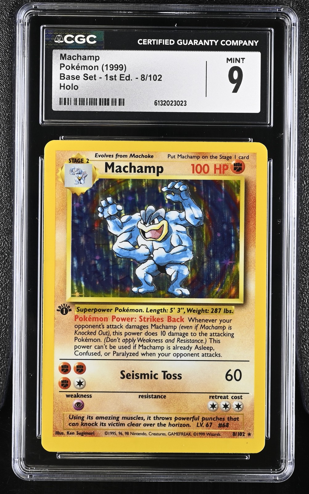 CGC 9 MINT Machamp 8/102 Base Set 1st Edition Holo Pokemon Card