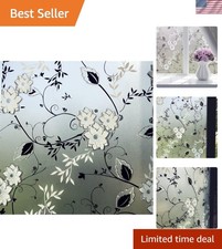 Window Privacy Film for Glass, Floral Removable Static Film, 17.5x78.7 Inch