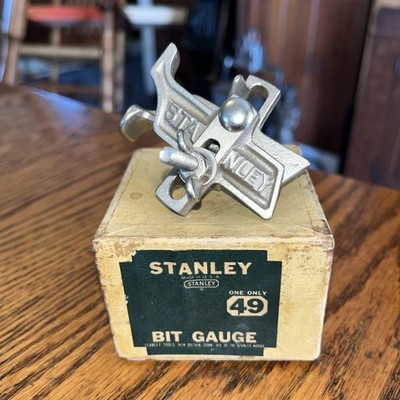 Vintage Old Original Stanley No 49 Bit Gauge Metal Tool W Cardboard Box USA