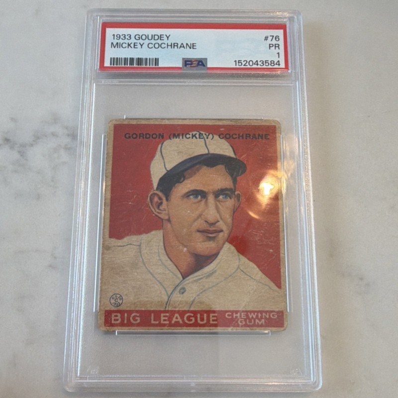 Goudey 1933 Big League Chewing Gum R319 Mickey Cochrane #76 PSA 1
