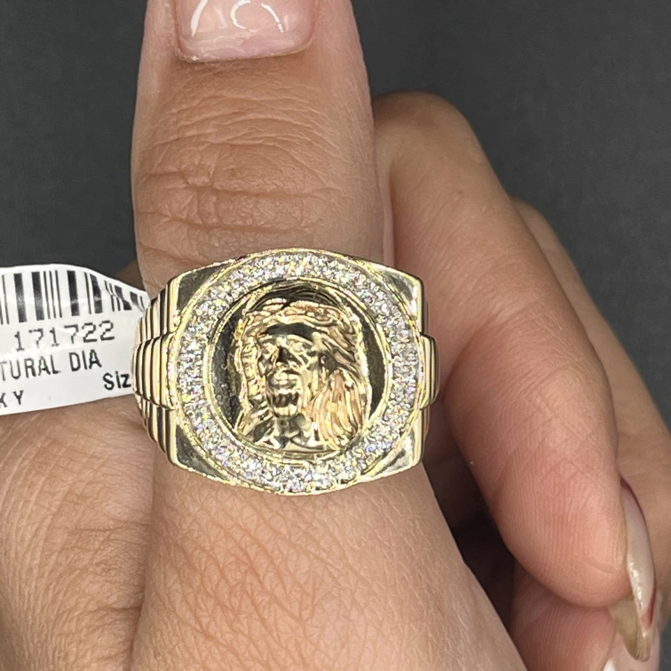 Мужское кольцо с лицом Иисуса с бриллиантом общим весом 1/2 карата - Изображение 4 из 4