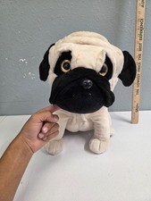 Toy Factory Pug Plush Stuffed Animal Dog Toy Unisex Tan Glitter Eyes Soft Puppy
