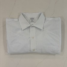 Brooks Brothers Regent Men s Dress Shirt Non-Iron Blue/White Check Cotton 18-37