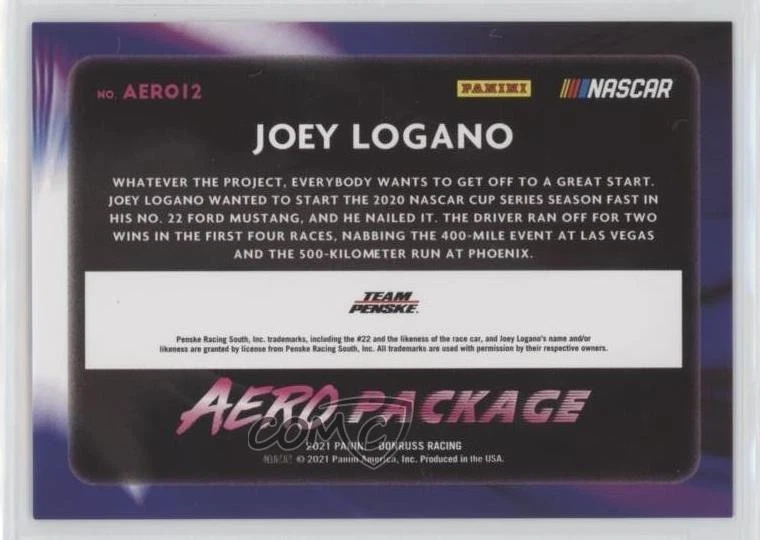 2021 Panini Donruss NASCAR Aero Package Holographic /199 Joey Logano #AERO12 - Image 2 of 2