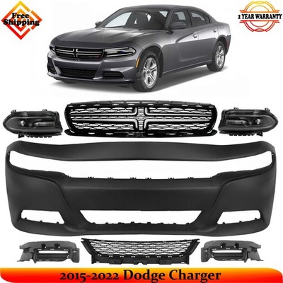 Front Bumper Cover Paintable & Grille Assembly Kit For 2015-2022 Dodge Charger