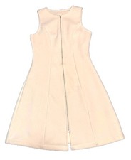 Cider Womens Fit Flare Off White Mini Dress Front Metal Zipper Sleeveless