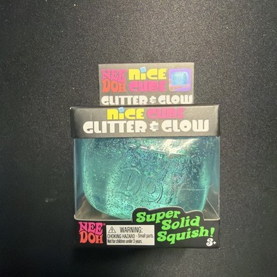 NeeDoh Nice Cube Glitter & Glow Super Solid Squish - Blue Schylling UNOPENED