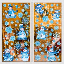 Christmas Window Clings for Glass Snowman Window Stickers Glitter Powder Craft S