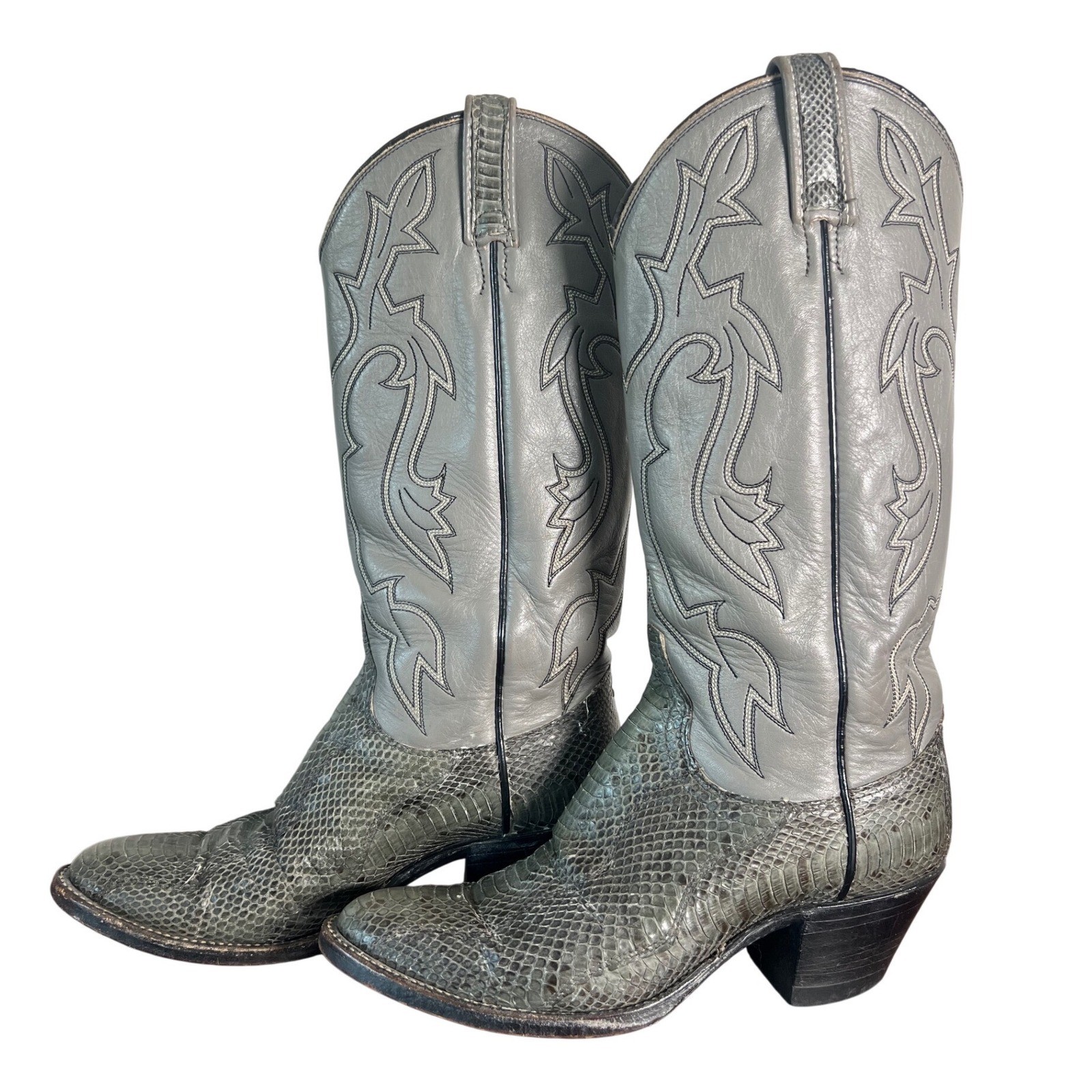 Dan Post Womens Gray Snakeskin Python Western Cow… - image 1