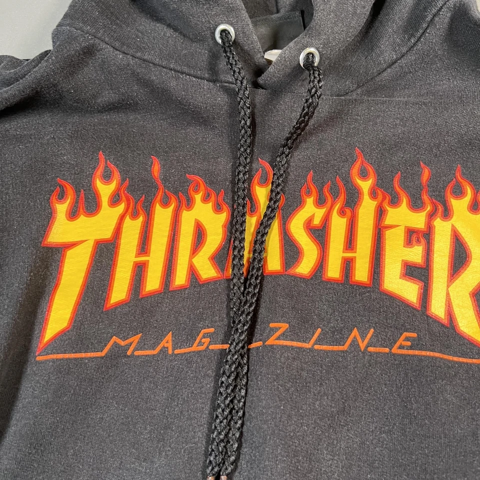 Толстовка с капюшоном мужская большая черное пламя логотип журнал пуловер толстовка коньки - Изображение 2 из 4