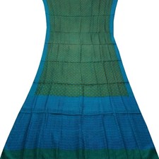 Namaste Vintage Green Sarees 100 Pure Silk Printed Indian Sari 5YD Craft Fabric