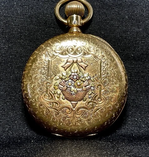 Beautiful Antique 14K Gold Pocketwatch, 1800s, Elgin 6s, Engraved, Runs