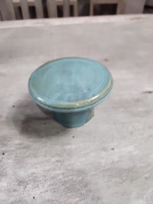 Cupcake Cake Desserts Candy Pedestal Stand 4.5'' Ceramic Teal & Blue Display 